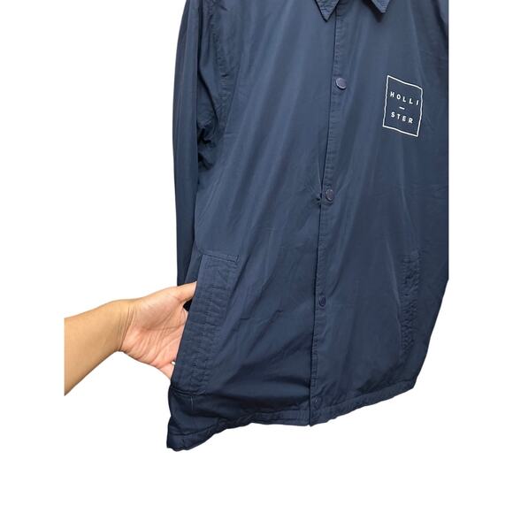 Hollister Jacket Men Padded Snap Buttons Polo Shirt Size Medium‎ Blue - Picture 7 of 10